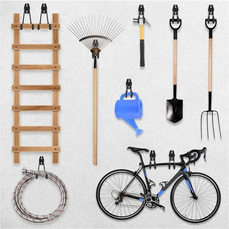 Heavy Duty Metal Hooks Wall Mounted Garage Organizer Hooks Bicycle Hooks Wall Mounted Non-Slip Storage Hooks Garden Storage Tool image 5