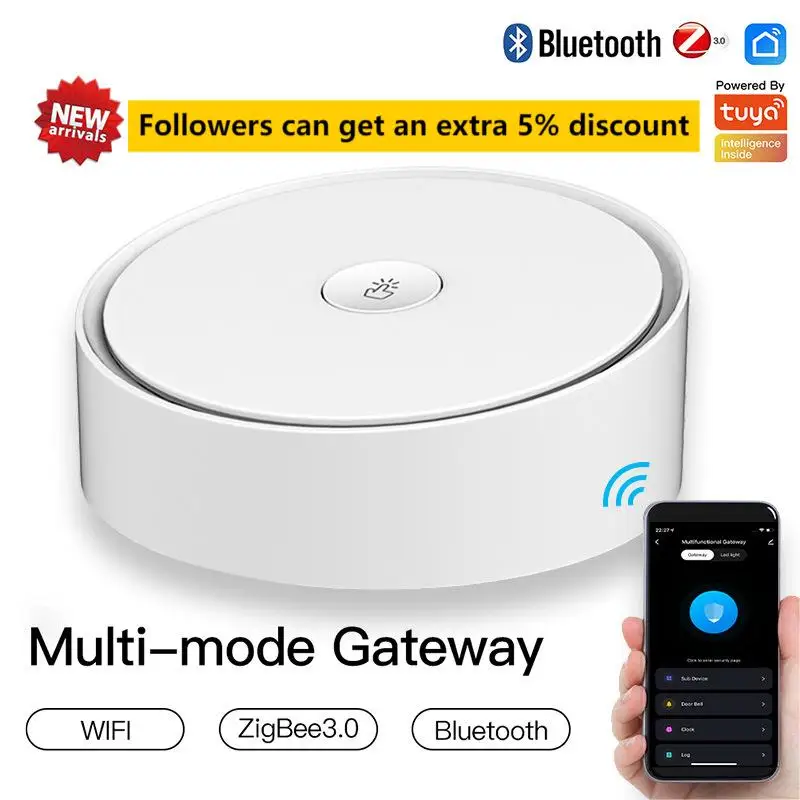 

Smart Multi-mode Gateway ZigBee 3.0 WiFi Bluetooth Mesh Hub Work with Tuya Smart App Voice Control via Alexa Google Home