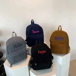 Nome personalizado Mochila Estudante Dos Desenhos Animados, Saco De Viagem De Grande Capacidade, Cor Sólida, Mochila De Moda Para Mulheres, Personalizado