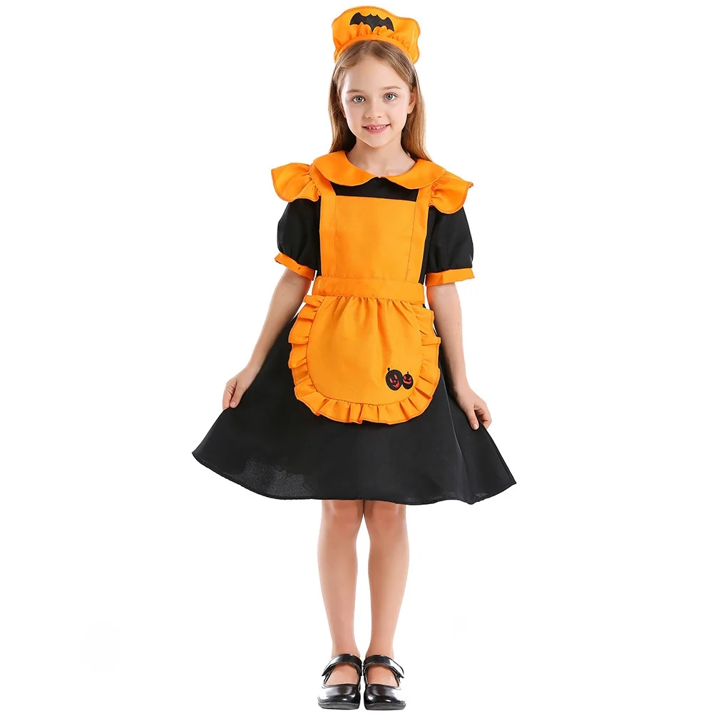 loween Costume da spettacolo teatrale Strega Cameriera magica Ja Zucca Genitore-figlio Vestito da servo per donna per bambini adulti
