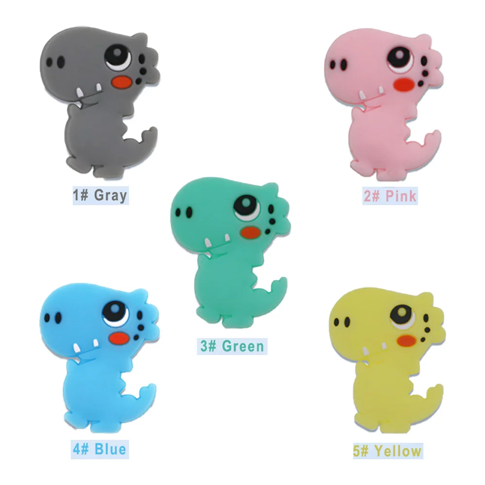 5 قطعة ديناصور صغير سيليكون الخرز الكرتون الحيوان التركيز الخرز DIY بها بنفسك مصاصة سلسلة حبة القلم اكسسوارات لصنع المجوهرات #1