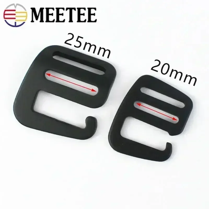 2-10Pcs Meetee Metal G Hook Buckles 20/25mm Triple Sliding Adjustment Buckle Clasp for Bag Backpack Webbing Hardware Accessories