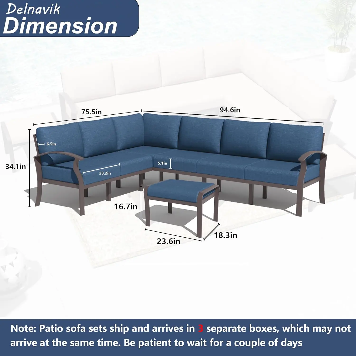 Kurapika .cFurniture-Canapé sectionnel en aluminium avec accoudoir, ensemble de conversation d'extérieur moderne, canapé d'angle en métal, ensemble de 8 pièces