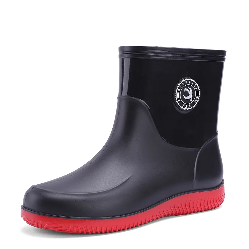 Hommes bottes de pluie anti-dérapant léger randonnée chaussures de pluie sans lacet imperméable loisirs de plein air en caoutchouc chaussures de pêche travail chaussures d'eau