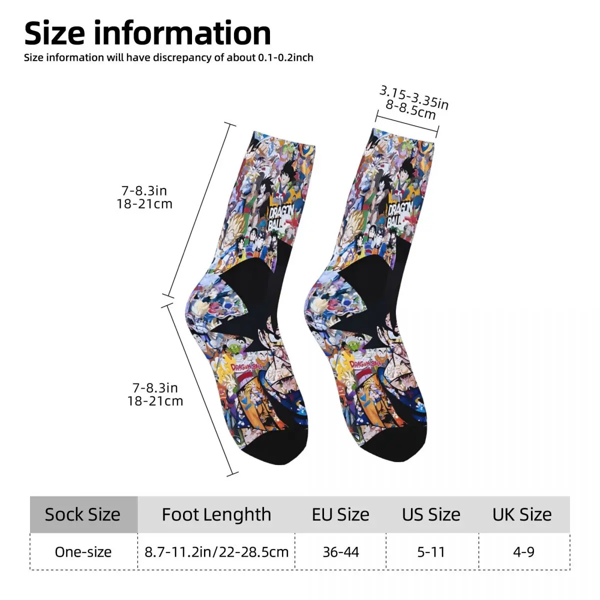 Collage Goku Socks Printed Men\'s Stockings Polyester