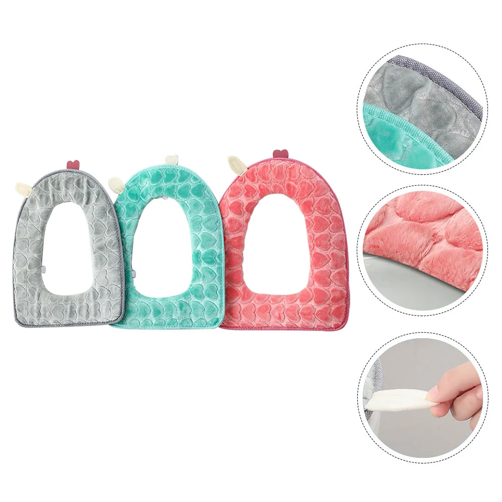 

3 PCS Plush Toilet Seat Washable Cushion Practical Pad Universal Mat Fiber Ring