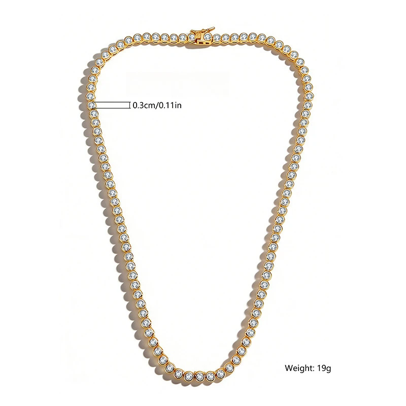 14K Gold Trendy 3mm Lab Diamond Necklace Party Wedding Necklaces for Women Bridal Tennis Chocker Jewelry Gift