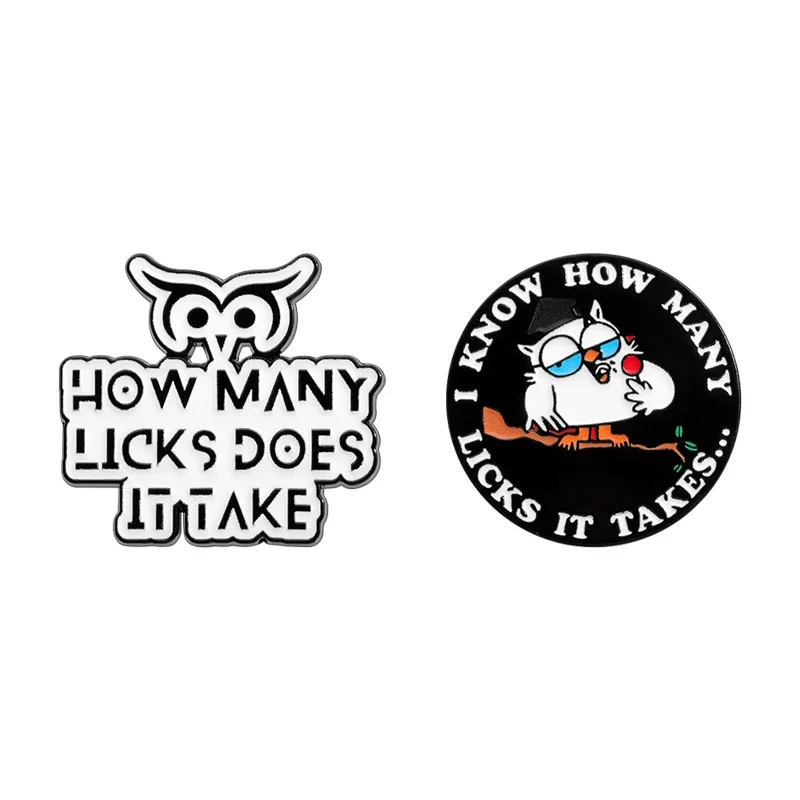 Cartoon Owl Animal Enamel Pins Retro 90s Badge Accessories How Many Licks It Takes Brooch Backpack Lapel Brooches Jewelry Gifts