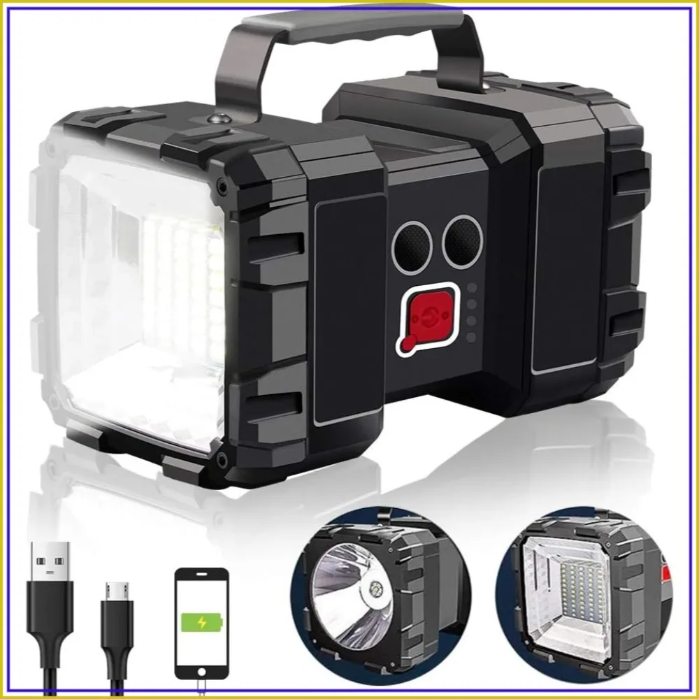 20000mAh Rechargeable Flashlight, 4000LM Ultra Bright LED Spotlight, 25h Long Runtime, Waterproof, USB Power Bank Output