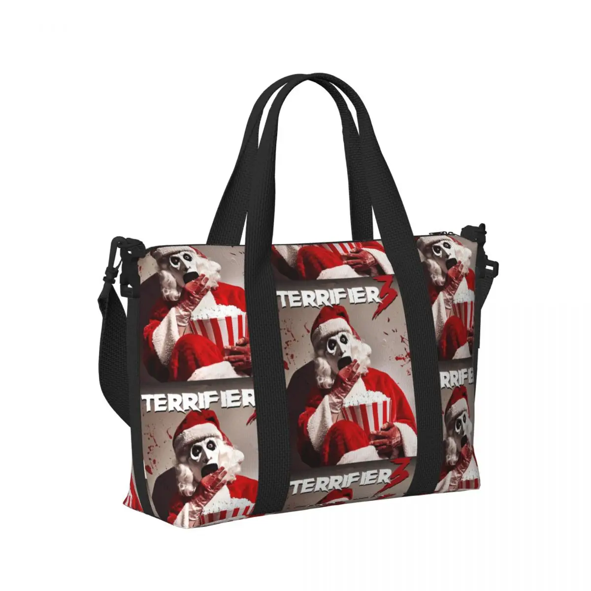 

Terrifier Movie Art The Clown Beach Travel Bag Large Capacity Tote Bags for Gym Sport Women Shopping Duffle Shoulder Bag