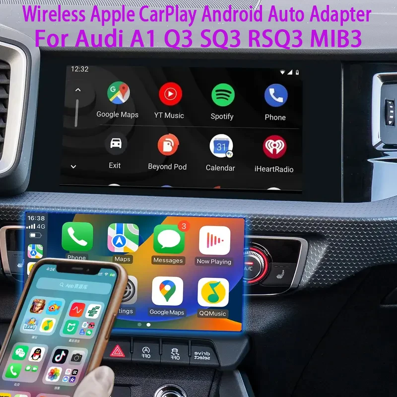 Wireless Apple CarPlay Android Auto Mirror 3 in1 Android  For Audi A1 S1 Q3 SQ3 RSQ3 MIB2 MIB3 Upgrade the original car screen