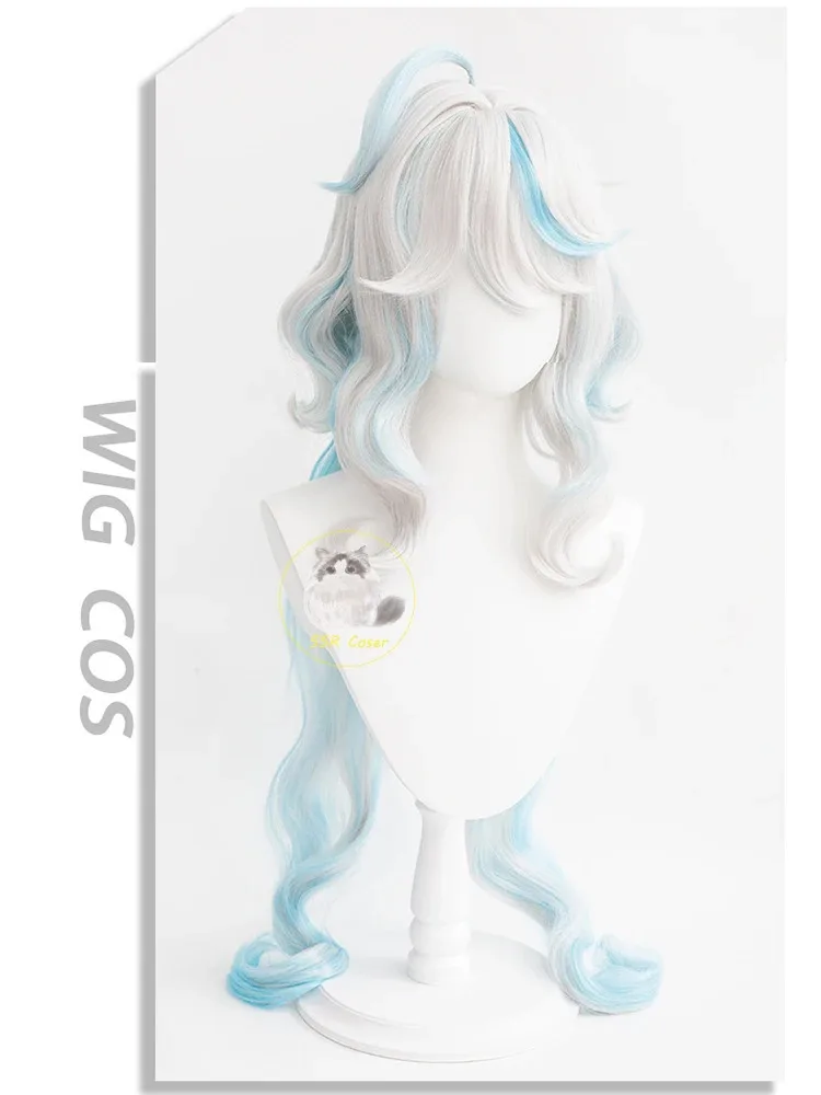 جديد ❤ 2025 جينشين تأثير Focalors Furina فضي أبيض أزرق شعر مستعار أنيمي تأثيري الباروكات مقاومة للحرارة S ☆ ☆ ☆