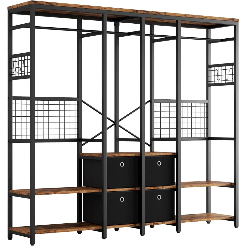 

Вешалки для одежды с полками, 4 ящиками и 8 крючками. Прочный органайзер для гардероба для подвешивания одежды, отдельно стоящий шкаф-купе.