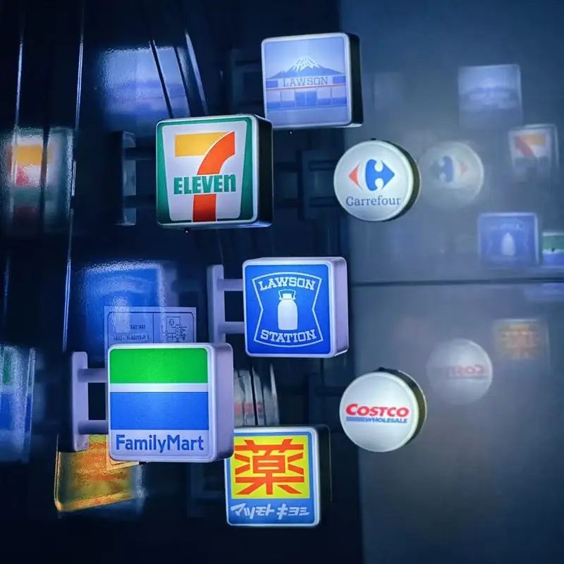 Hot Convenience Store Fridge Magnet Miniature Model Magnetic Attraction Decorate Night Light Atmosphere Light Glowing Signboard