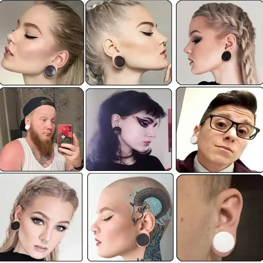 1Pair Acrylic Double Flared Saddle Curved Ear Plug Piercing Ear Flesh Tunnel Expander Earlet Stretcher Fashion Body Jewelry