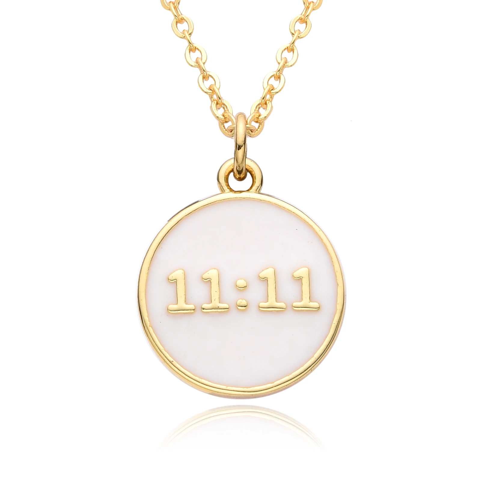 New Ins Gold Color Round Pendant Oil Drip Double Eleven Figure Necklace for Women KPOP Choker Chain Charm Jewelry Gift Wholesale