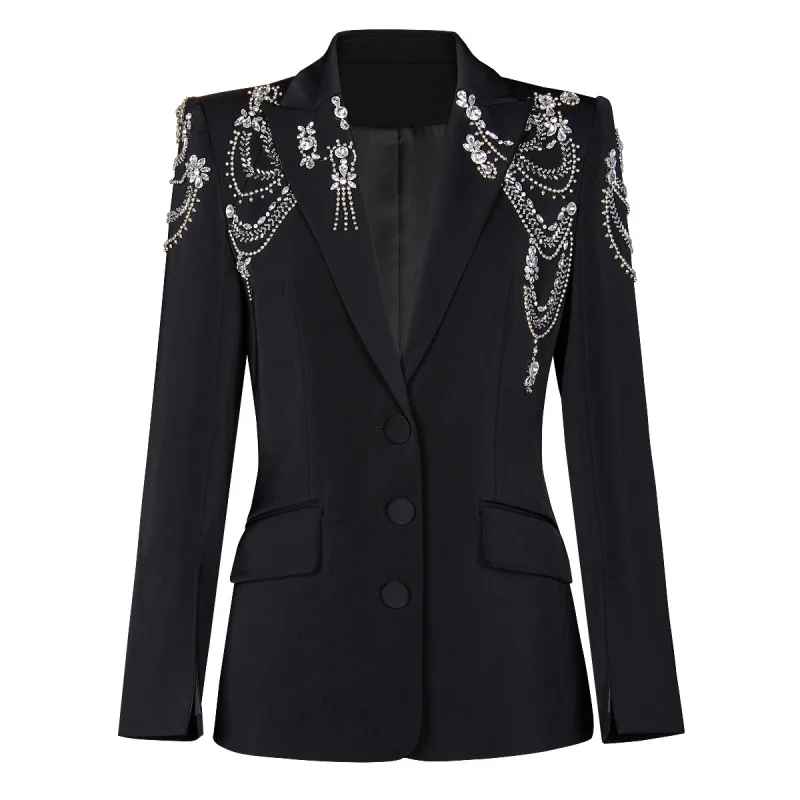 

2025 Spring and Autumn New Heavy Beaded OL Commuter Jacket Women's Blazer