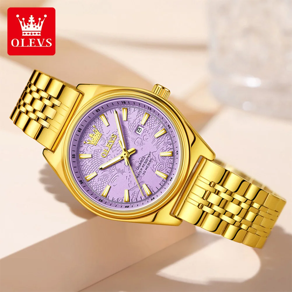 OLEVS Brand Luxury Gold Watch For Woman Luminous Waterproof Date Ladies Watch Elegant Women's Quartz Watches Simple Female Clock
