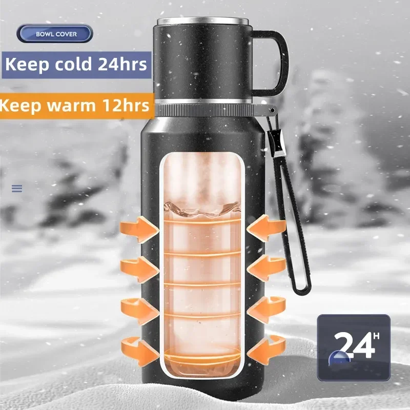 Double Wall Keep Hot and Cold Thermos Bottle Stainless Steel Insulated Bottles Vacuum Flask Large Thermos Cup with Tea Filter