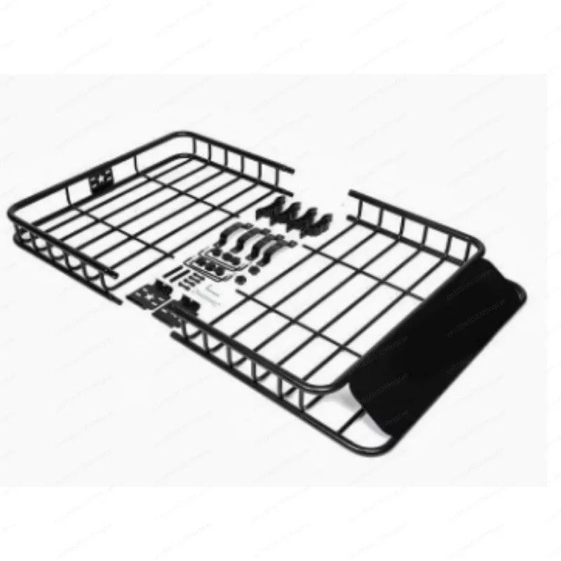 YY   Universal Car Roof Rack Cargo Basket Metal Roof Luggage Carrier with Wind Deflector & Mount Clips