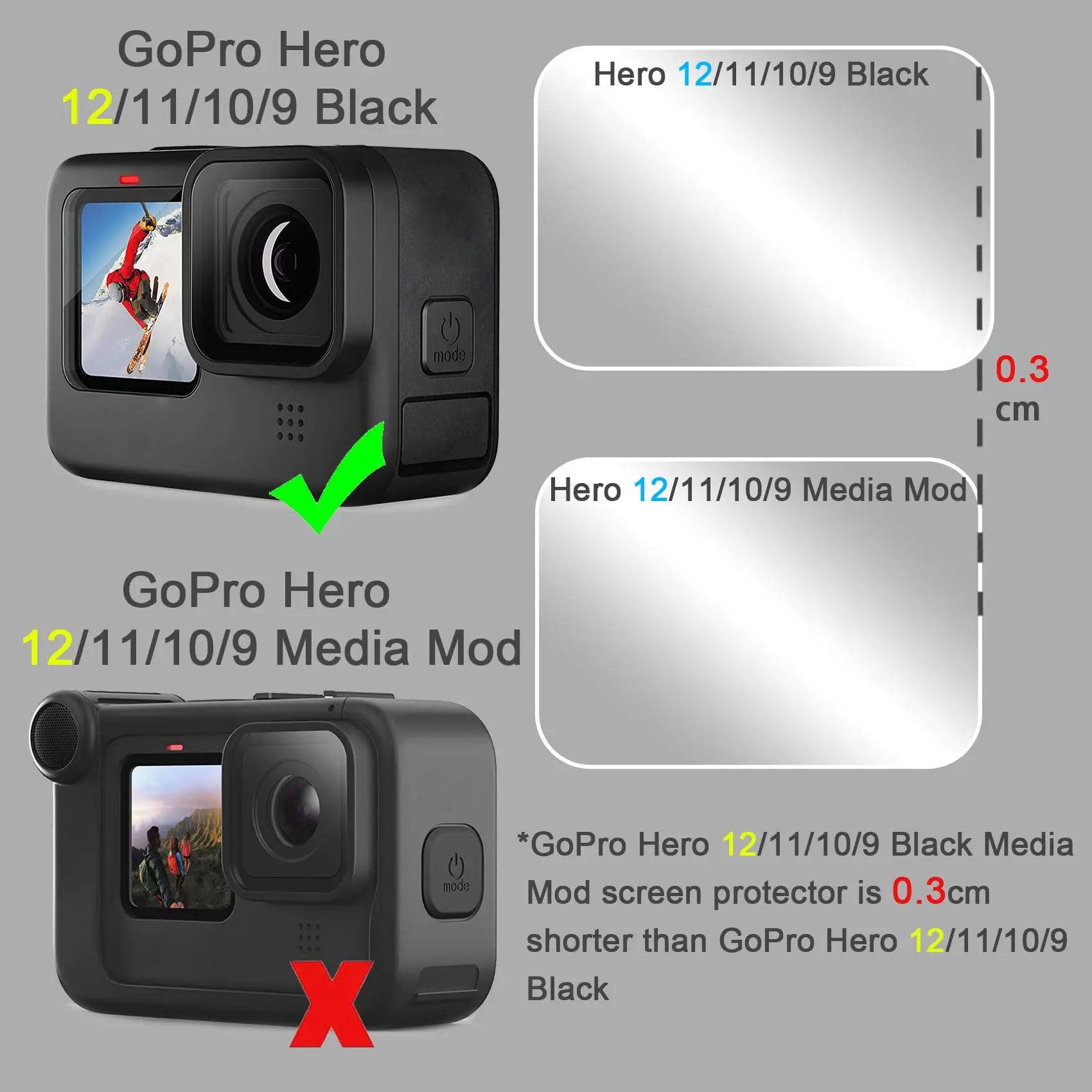 Tempered Glass Screen Protector for GoPro Hero 12 11 10 9 Black Lens Protection Protective Film GoPro Accessories