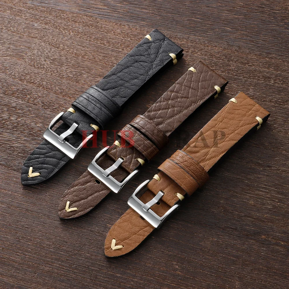 Handmade Head Layer Cowhide Watch Strap 18mm 19mm 20mm 21mm 22mm 23mm 24mm Vintage Brown Leather Watch Band Men's Women Bracelet