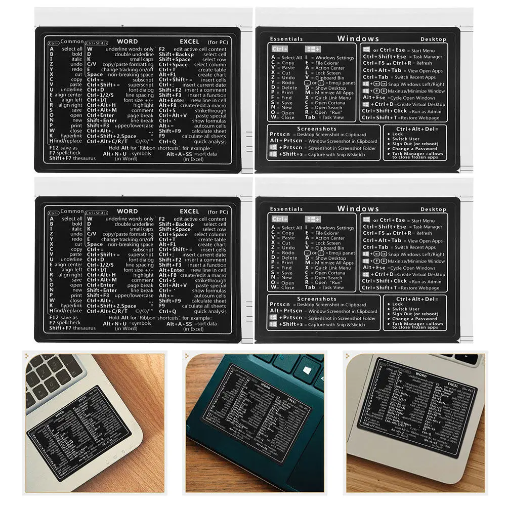 10Pcs Keyboard Shortcut Stickers Laminated Vinyl Custom Laptop Decals Easy Apply Remove Laptop Shortcut Reference Stickers