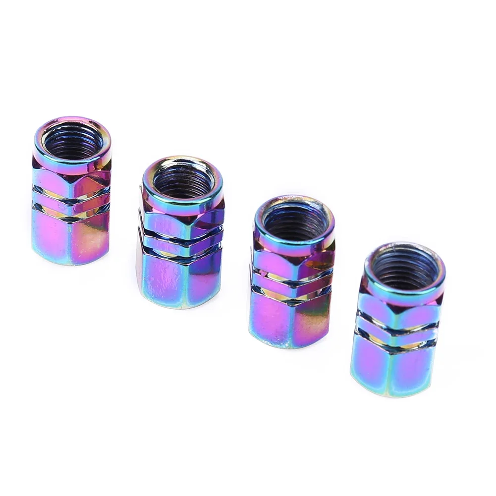 4pcs Hexagonal Aluminum Car Tire Valve Stem Caps Covers Colorful Motorcycle Bicycle Wheel Tire Valve Stem Caps Dustproof