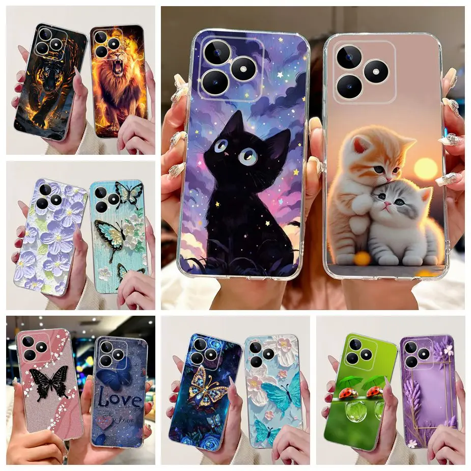 For Realme Note 50 Case RMX3834 Cute Cat Painted Cover Clear Silicone Soft TPU Phone Case For Realme Note 50 Note50 Fundas Coque