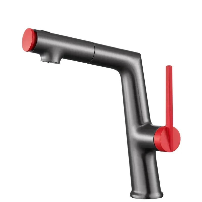 Copper basin Pink upper spray pull-out hand washing faucet Multifunctional Face washing faucet