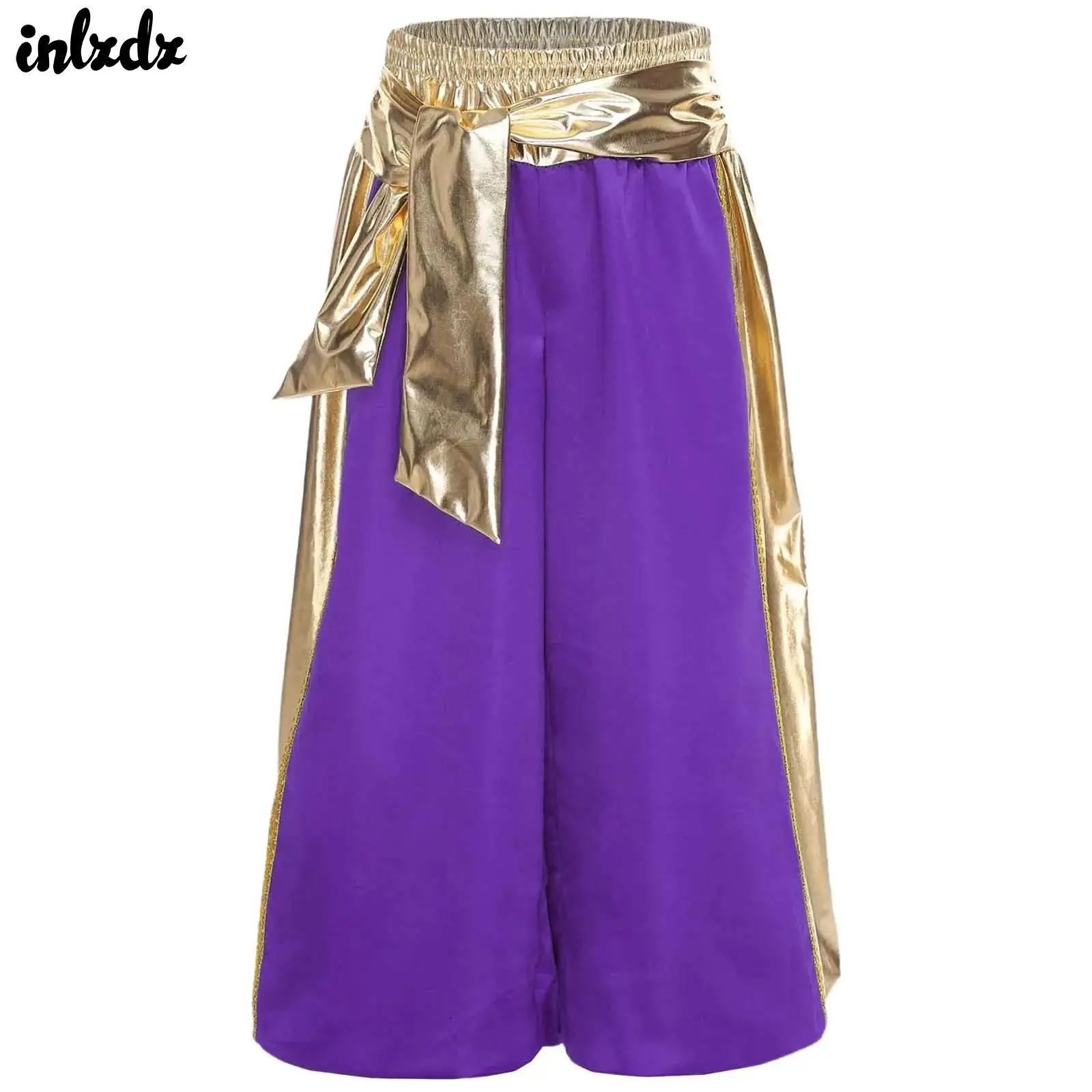 

Boys Metallic Shiny Pumpkin Pants Arabian Prince Aladin Cosplay Long Pants Bloomers Harem Pants Halloween Party Costume