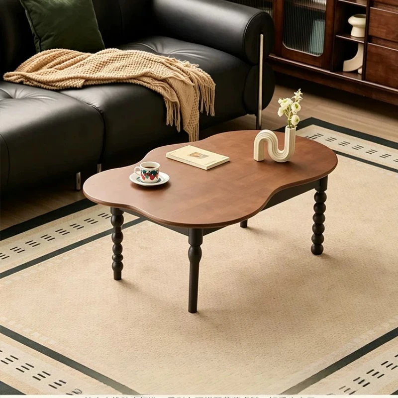 Solid wood coffee table, living room household small apartment French light luxury coffee table