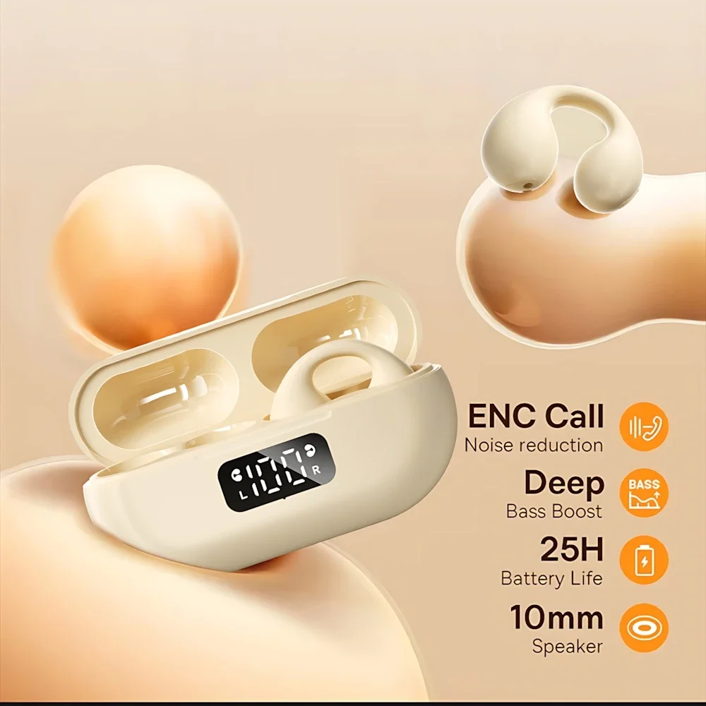

Original Ear Clip Earphones Bluetooth 5.3 Wireless Earphone ENC HD Call Noise Reduction Headphone Sports Earbud Earclip Earphone