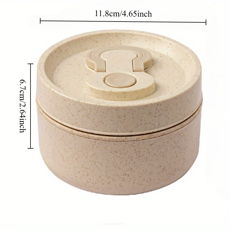 Lunch Boxes, Beige Lunch Box with Lid, 450ML/15.22oz, Microwaveable Portable Children's Lunch Box Round Hand-held Lunch Box