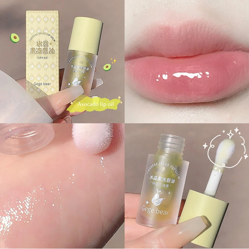 Aceite de labios de gelatina de cristal, brillo de labios hidratante, capa para maquillaje bonito, lápices labiales, suero transparente teñido, bálsamo labial de fruta, cosméticos