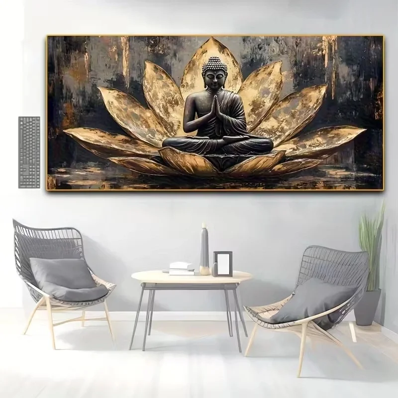 Large 5D DIY Diamond Painting Lotus Buddha Pray Landscape Full Square Round Diamond Art Embroidery Mosaic Jewelry Coss Stitch