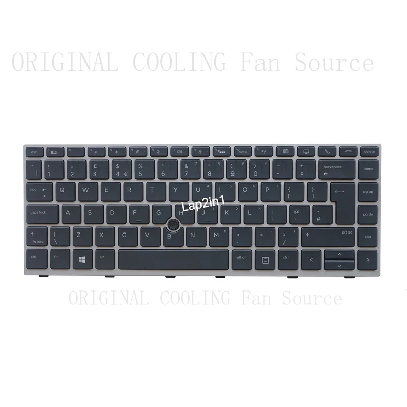 R+  New FOR HP EliteBook 840 G5 G6 846 G5 745 G5 UK Keyboard Silver Frame Backlit Point