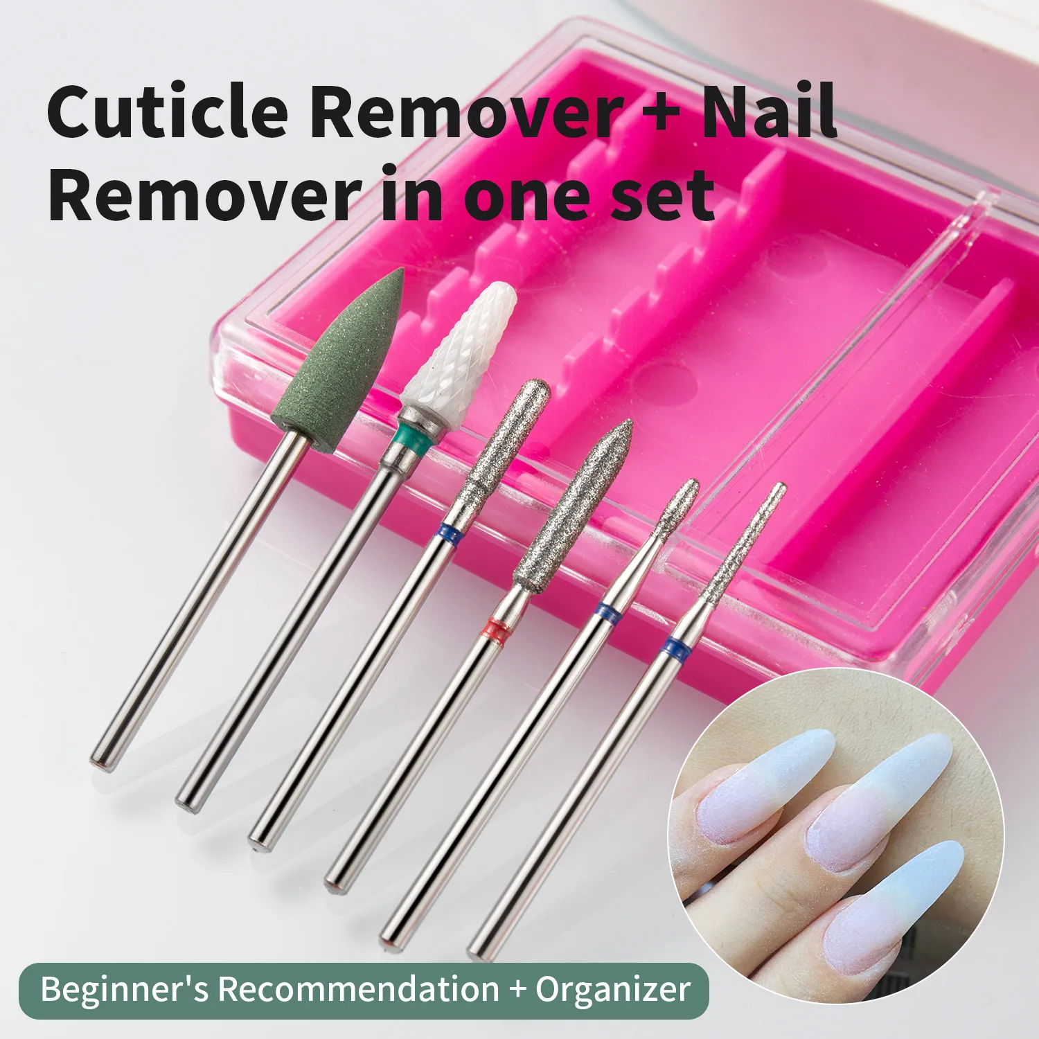 6 Teile/satz Nail art Bohrer Bits 2,35mm Schaft Diamant Sand Keramik Verbund Polnischen Köpfe für Polieren Schleifen Nail art Werkzeuge