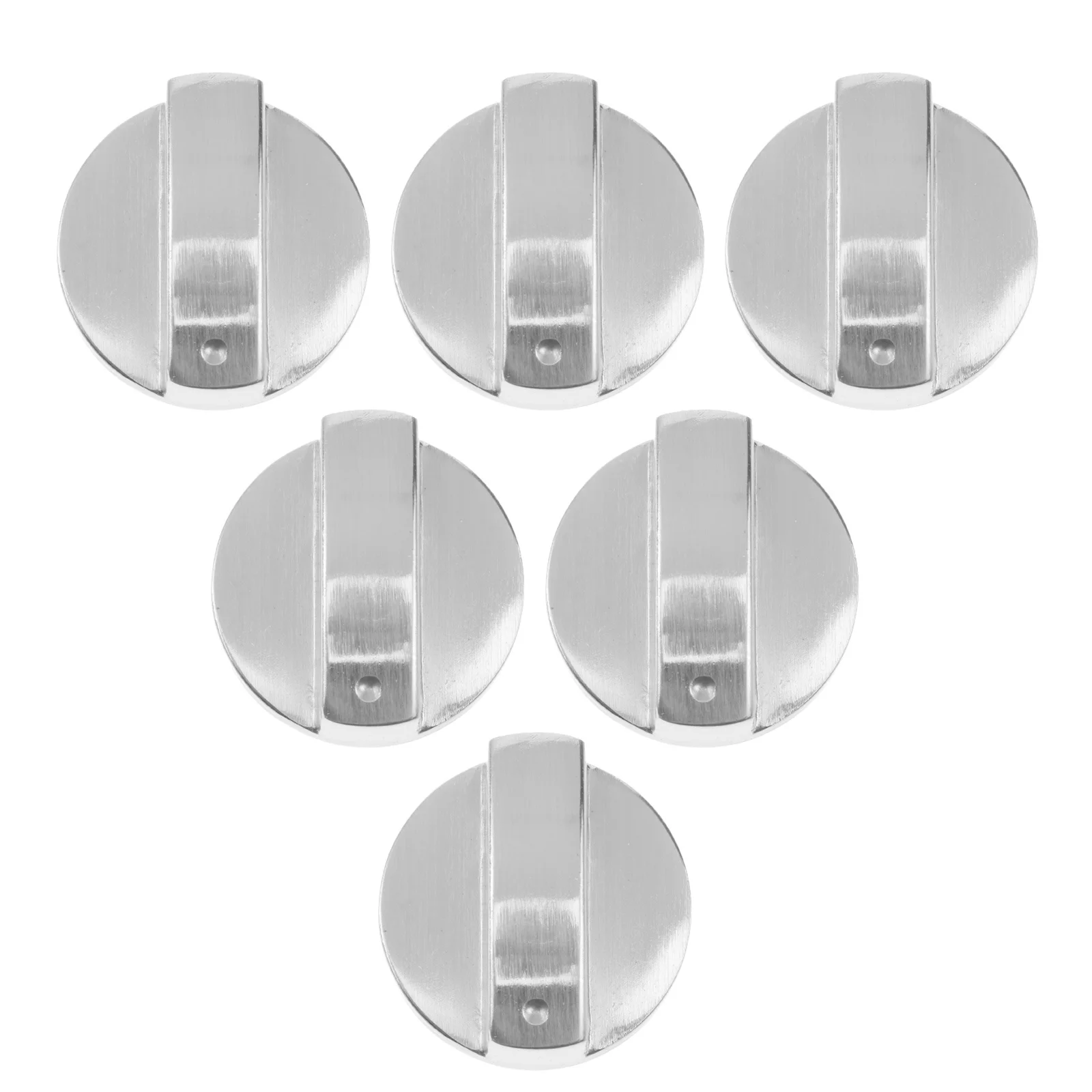 

6pcs Zinc Alloy Gas Stove Knob 6Mm Shaft Diameter Round Metal Stove Control Knob For Universal Cooker Replacement Silver