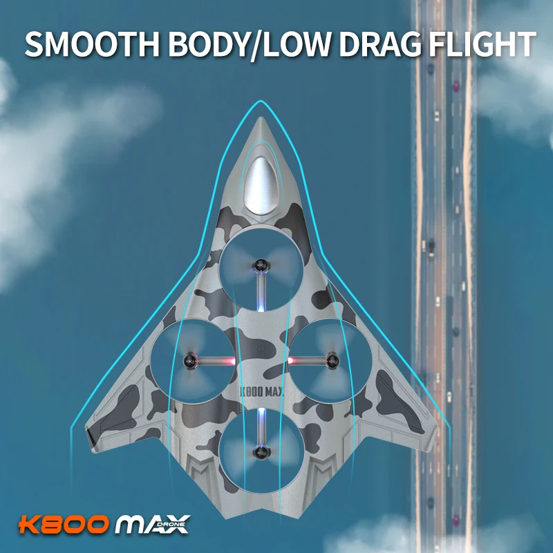 K800 MAX RC Plane Fighter Flip 360 ° 2.4G Remote Control Stunt Glider Flight Flying EPP Foam Airplane with LED Toys for Kids