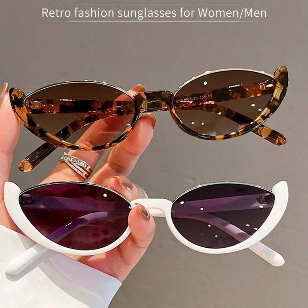 New Retro Small Cat Eye Sunglasses Trendy Half-frame Sun Glasses Women Men Luxury Cycling Eyewear Fashion Vintage Shades