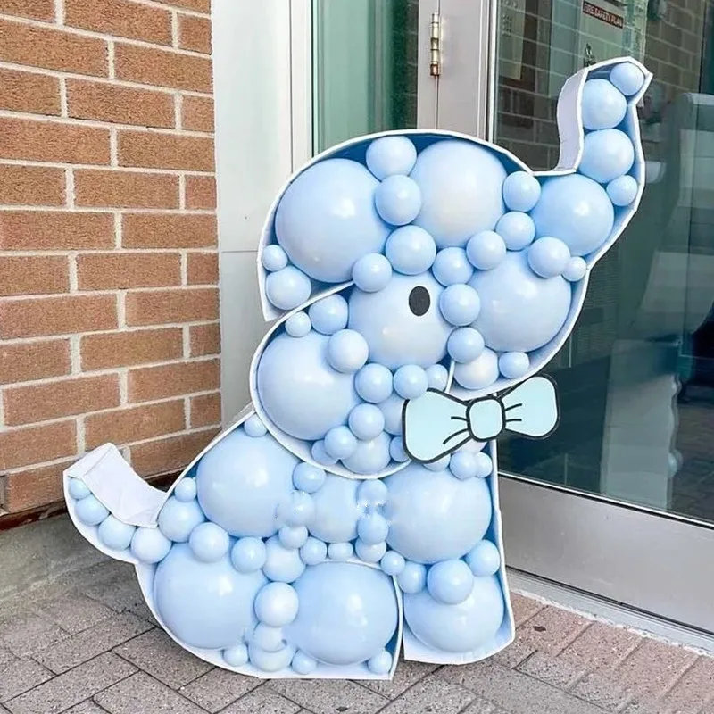 110cm KT Board Cute Elephant Mosaic Balloon Frame Baby Shower Party Decoration DIY Balloon Filling Box Birthday Weeding Backdrop