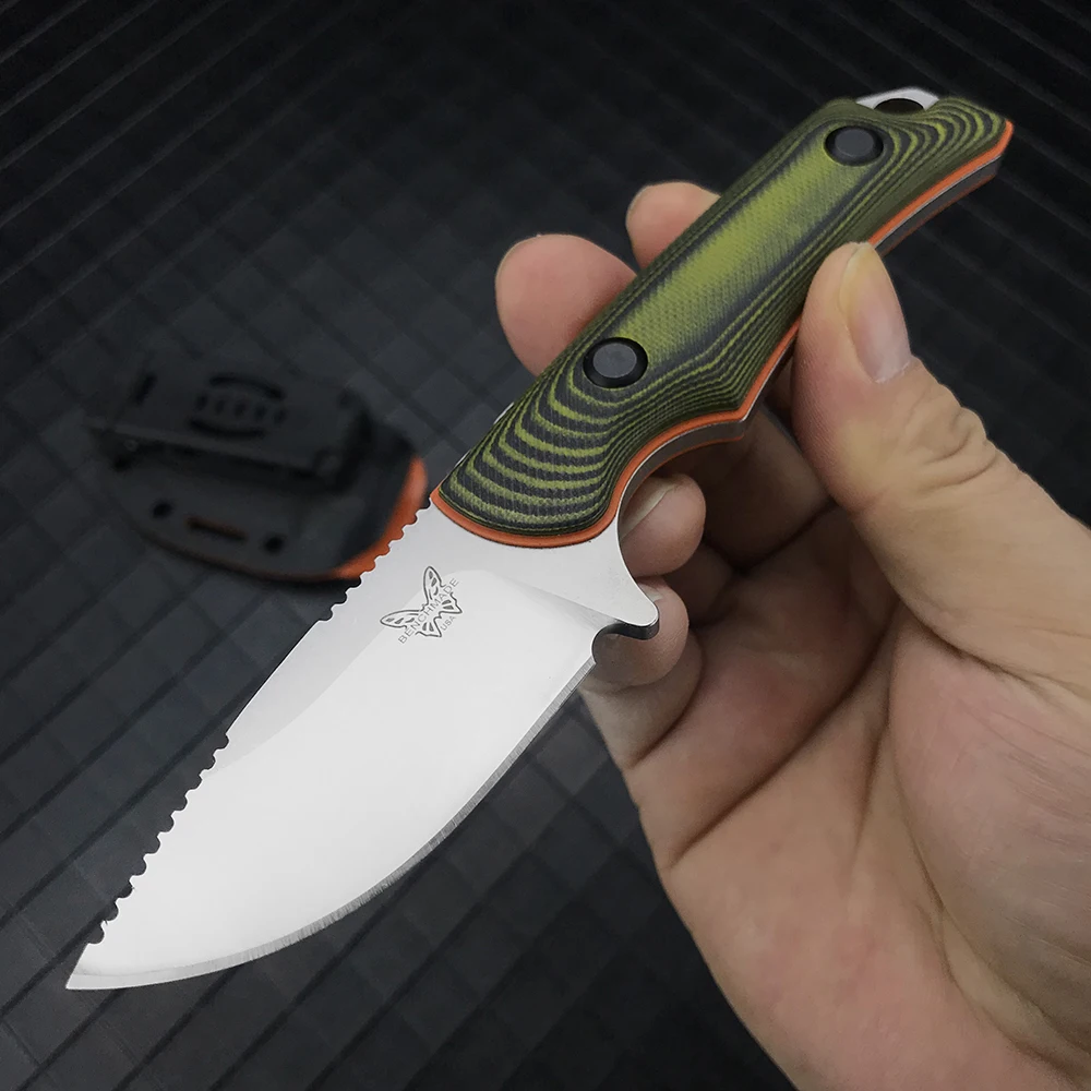 BM 15017 Hunter Knife Kydex Sheath Outdoor Self Defense Fixed Blade G10 Handle Survival Camping Small Pocket Knife Multitools