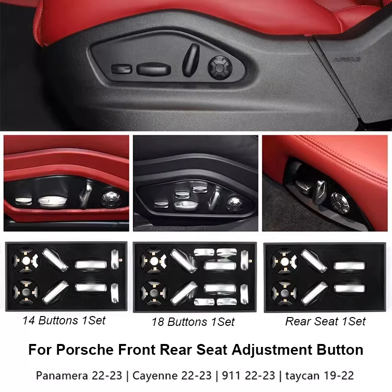 

Car Front Rear Seat Adjustment Button Cover Sequin Trim Sticker For Porsche Cayenne Panamera 911 2022 2023,Taycan 2019-2022