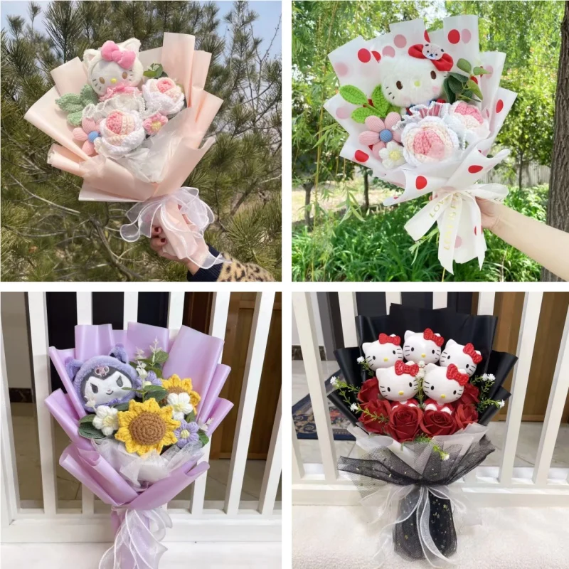 Llaveros con colgante pequeño de felpa de Hello kitty hechos a mano con dibujos animados, regalos creativos de graduación de Navidad y San Valentín para niñas