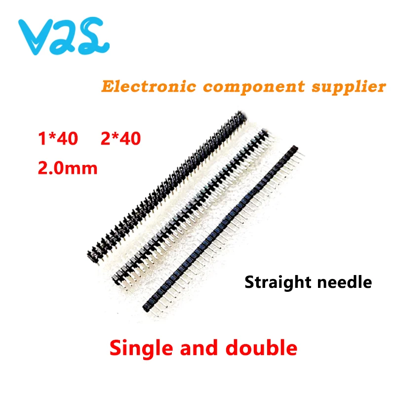 

(10pcs) New 1x40 2x40 Pin 2.54 mm Right Angle Single and double Row Pin Header Male 90 degrees Needle Connector 2.54mm 1*40 2*40