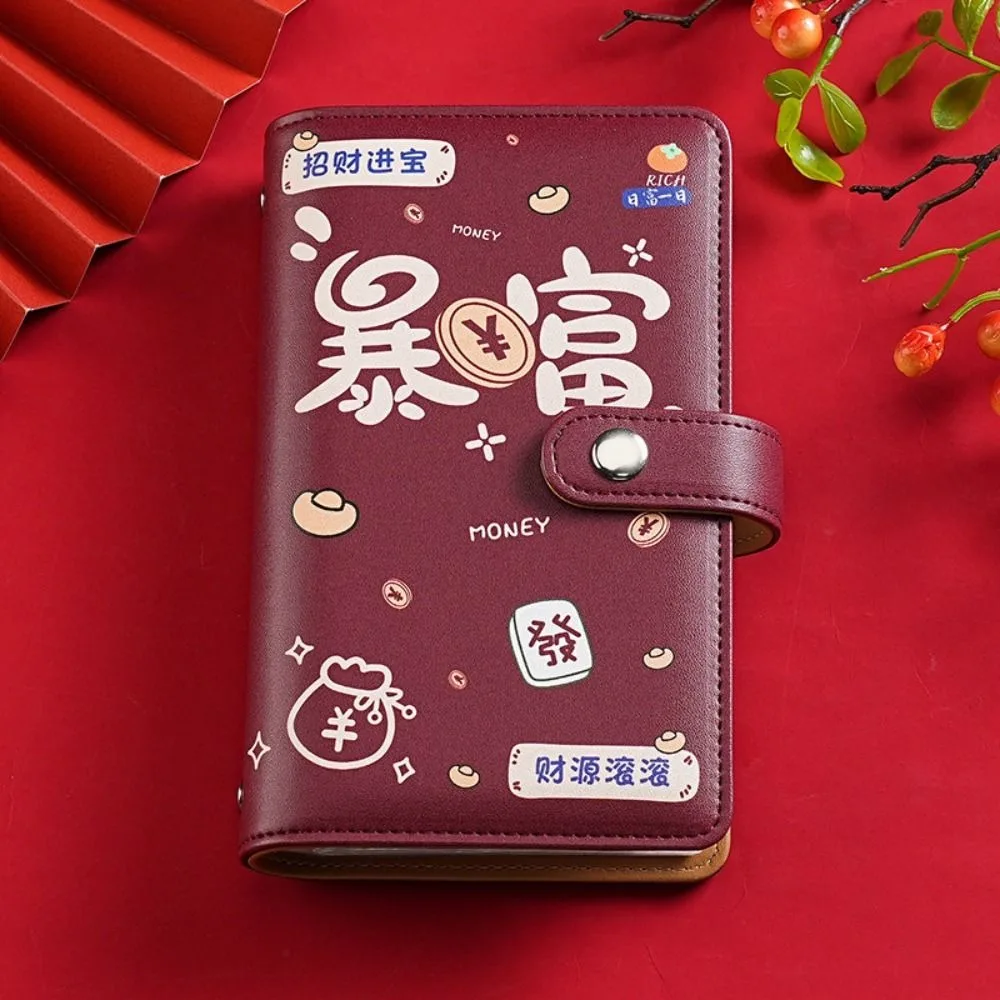 PU Leather Saving Money Binder Refillable Storage Wallet Envelopes Saving Challenges Portable Handbook Cash Budget Binder