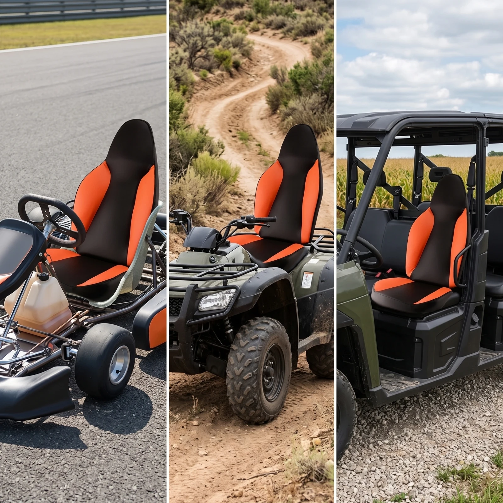Go-Kart Seat with Backrest Contoured Padded Kart Seat Supportive Easy-Installation for off-Road Buggies