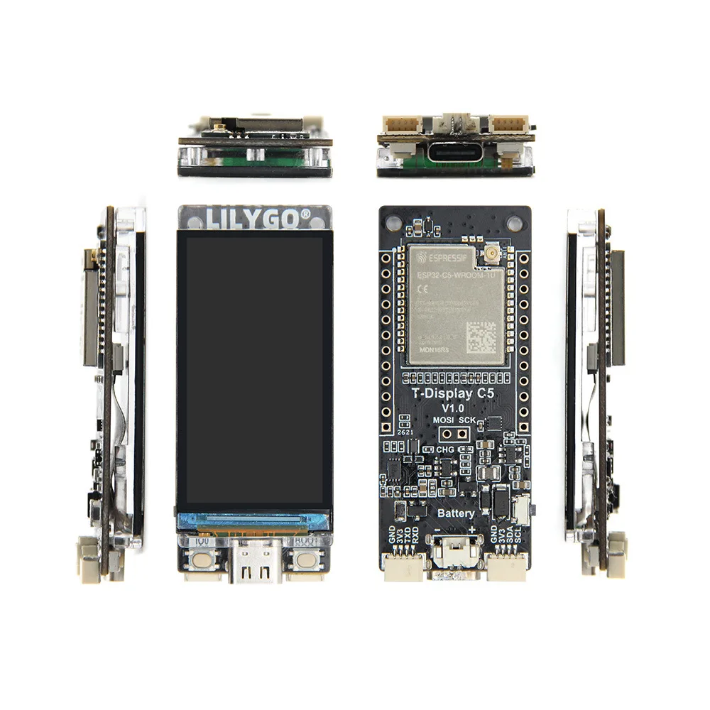 T-Display-C5 ESP32-C5 Development Board, Support Wi-Fi 6 & BLE 5, LCD Display with BMU Module