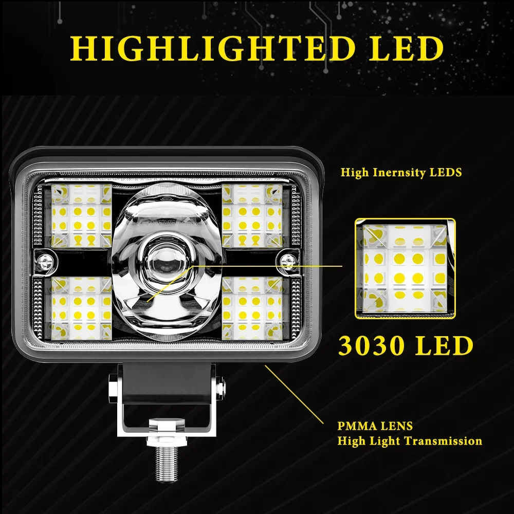 1/2Pcs Square Shaped Car LED Work Light Bar White Yellow Driving Light Spotlight 3Lines 12-24V For ATV SUV Trucks 4x4 Off Road